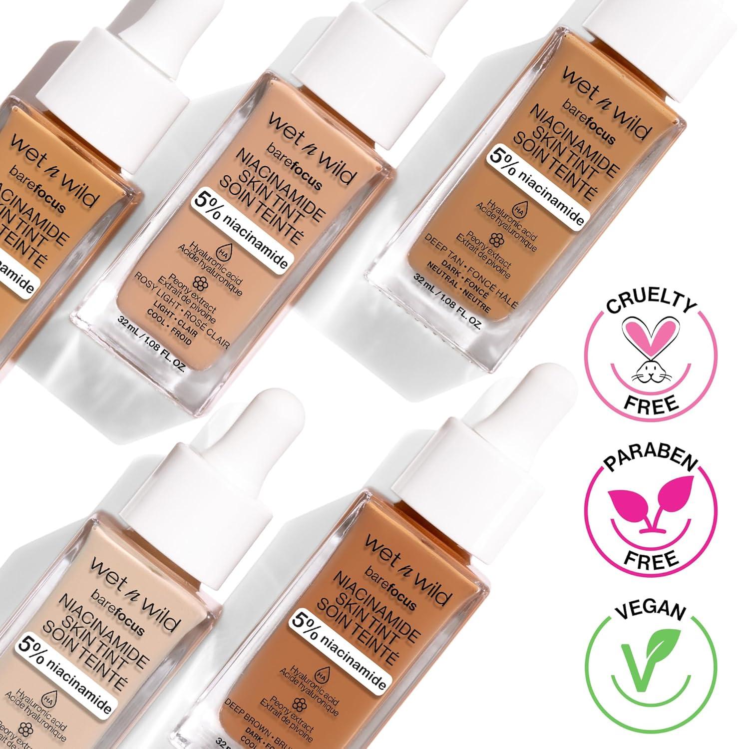 wet n wild Bare Focus Skin Tint, 5% Niacinamide Enriched, Buildable Sheer Lightweight Coverage, Natural Radiant Finish, Hyaluronic & Vitamin Hydration Boost, Cruelty-Free & Vegan – Fair Beige(Fair Light Beige)