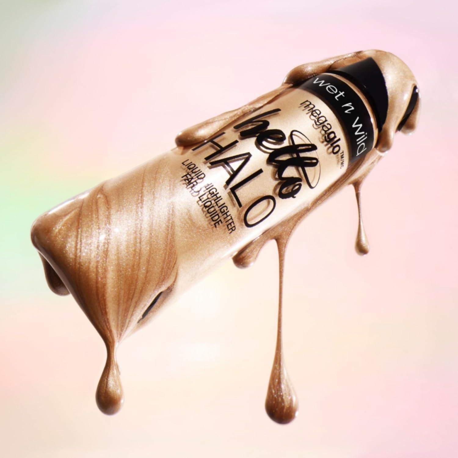 wet n wild MegaGlo Hello Halo Liquid Highlighter Makeup, Shimmer, Rose Gold Halo, Goodbye(Guilded Glow)