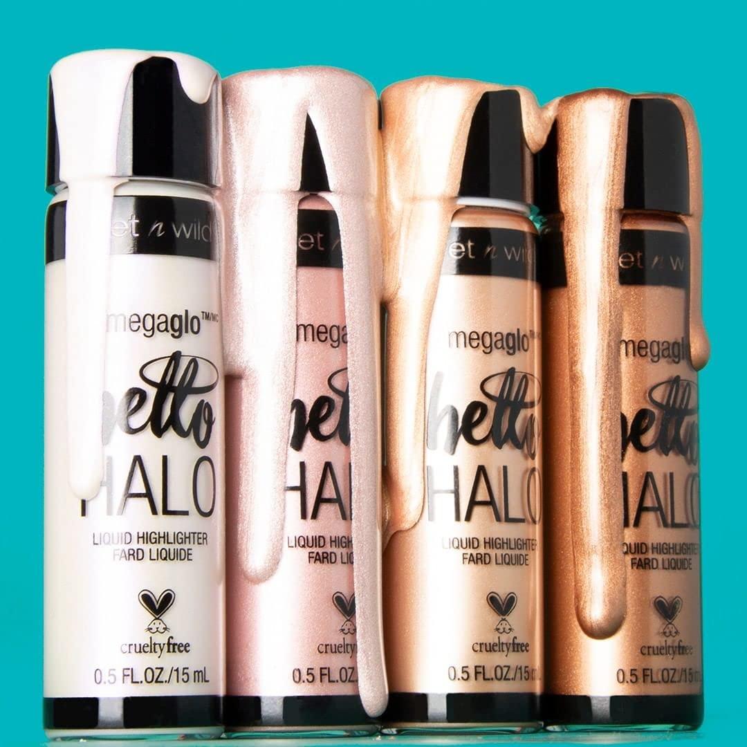 wet n wild MegaGlo Hello Halo Liquid Highlighter Makeup, Shimmer, Rose Gold Halo, Goodbye(Go With The Glow)