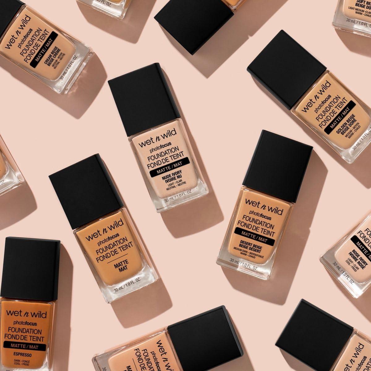 wet n wild Photo Focus Matte Liquid Foundation Golden Beige, Vegan & Cruelty-Free(Soft Beige)