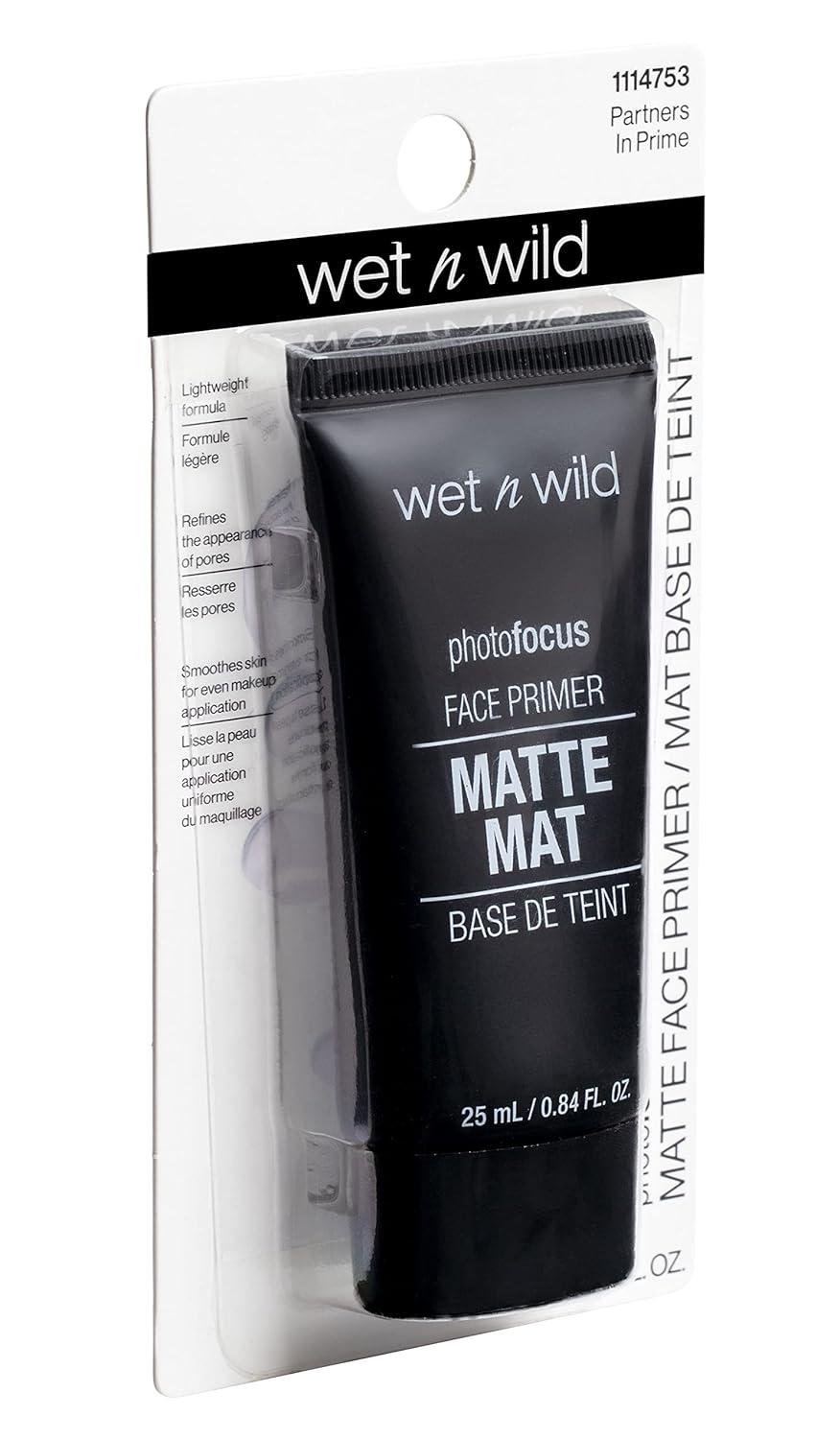 wet n wild Face Primer Photo Focus Matte Face Primer Clear, Perfect Prep & Matte Finish, Extends Makeup Wear, Weightless Hydration with Aloe Vera & Vitamin E, Cruelty-Free – Partners in Prime(Matte)