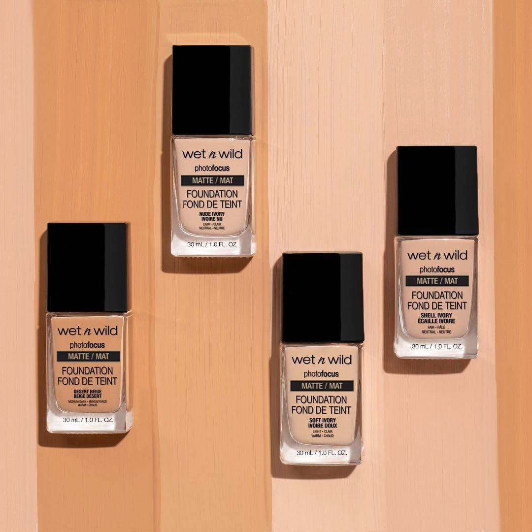 wet n wild Photo Focus Matte Liquid Foundation Golden Beige, Vegan & Cruelty-Free(Peach Natural)