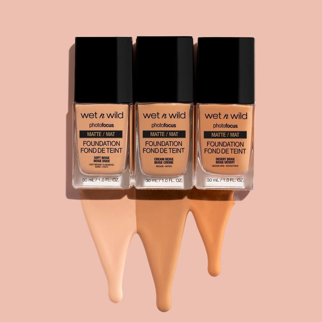 wet n wild Photo Focus Matte Liquid Foundation Golden Beige, Vegan & Cruelty-Free(Peach Natural)