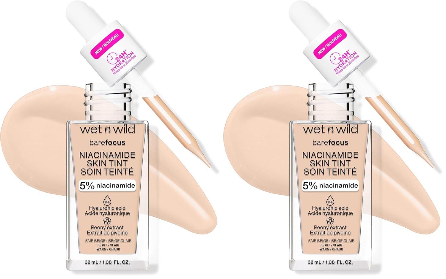 wet n wild Bare Focus Skin Tint, 5% Niacinamide Enriched, Buildable Sheer Lightweight Coverage, Natural Radiant Finish, Hyaluronic & Vitamin Hydration Boost, Cruelty-Free & Vegan – Fair Beige(Fair Beige)