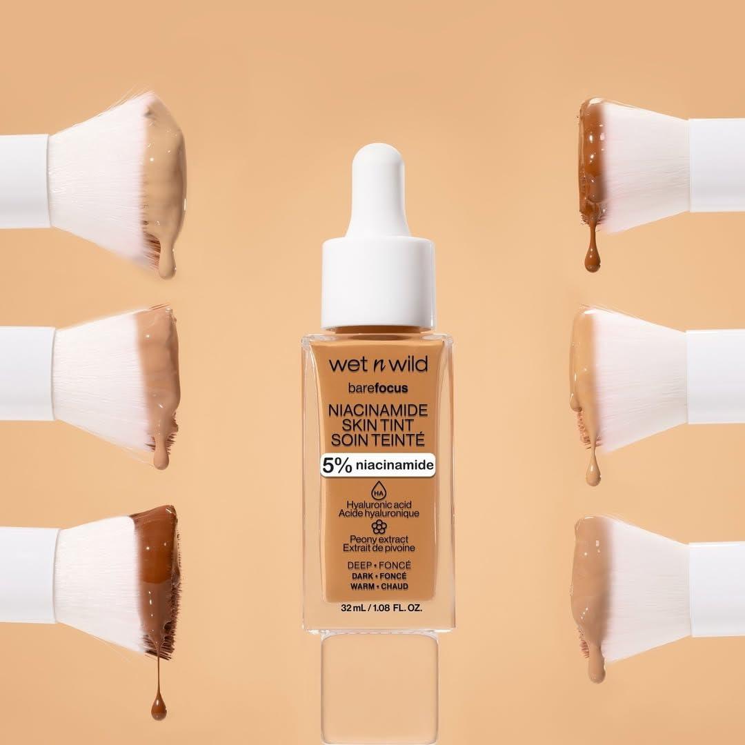 wet n wild Bare Focus Skin Tint, 5% Niacinamide Enriched, Buildable Sheer Lightweight Coverage, Natural Radiant Finish, Hyaluronic & Vitamin Hydration Boost, Cruelty-Free & Vegan – Fair Beige(Fair Beige)