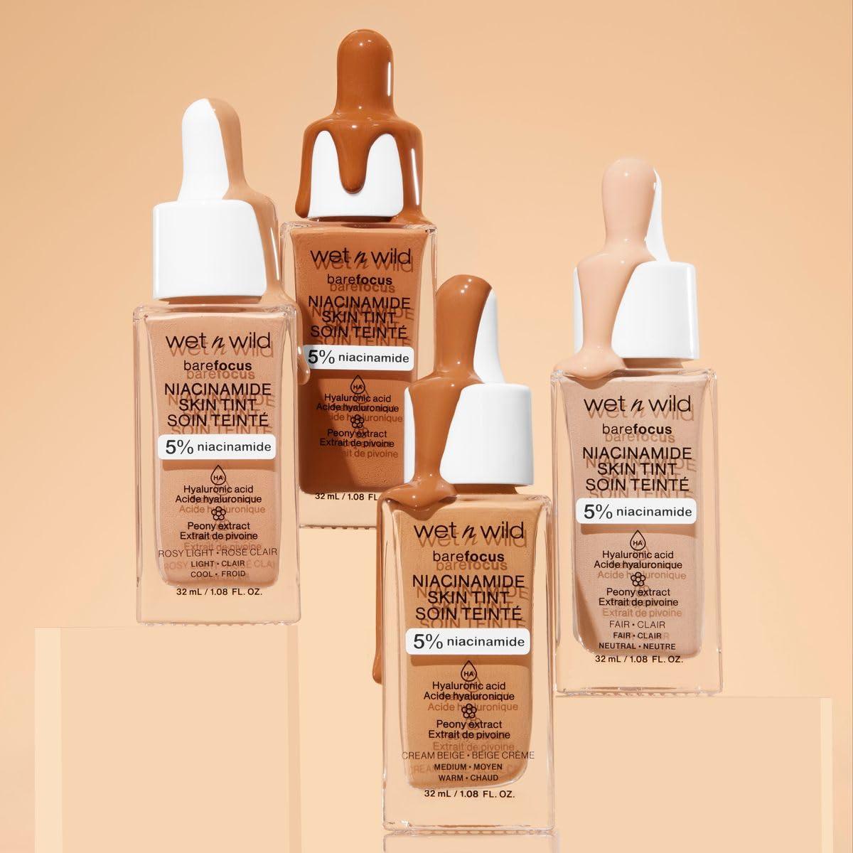 wet n wild Bare Focus Skin Tint, 5% Niacinamide Enriched, Buildable Sheer Lightweight Coverage, Natural Radiant Finish, Hyaluronic & Vitamin Hydration Boost, Cruelty-Free & Vegan – Fair Beige(Fair Beige)