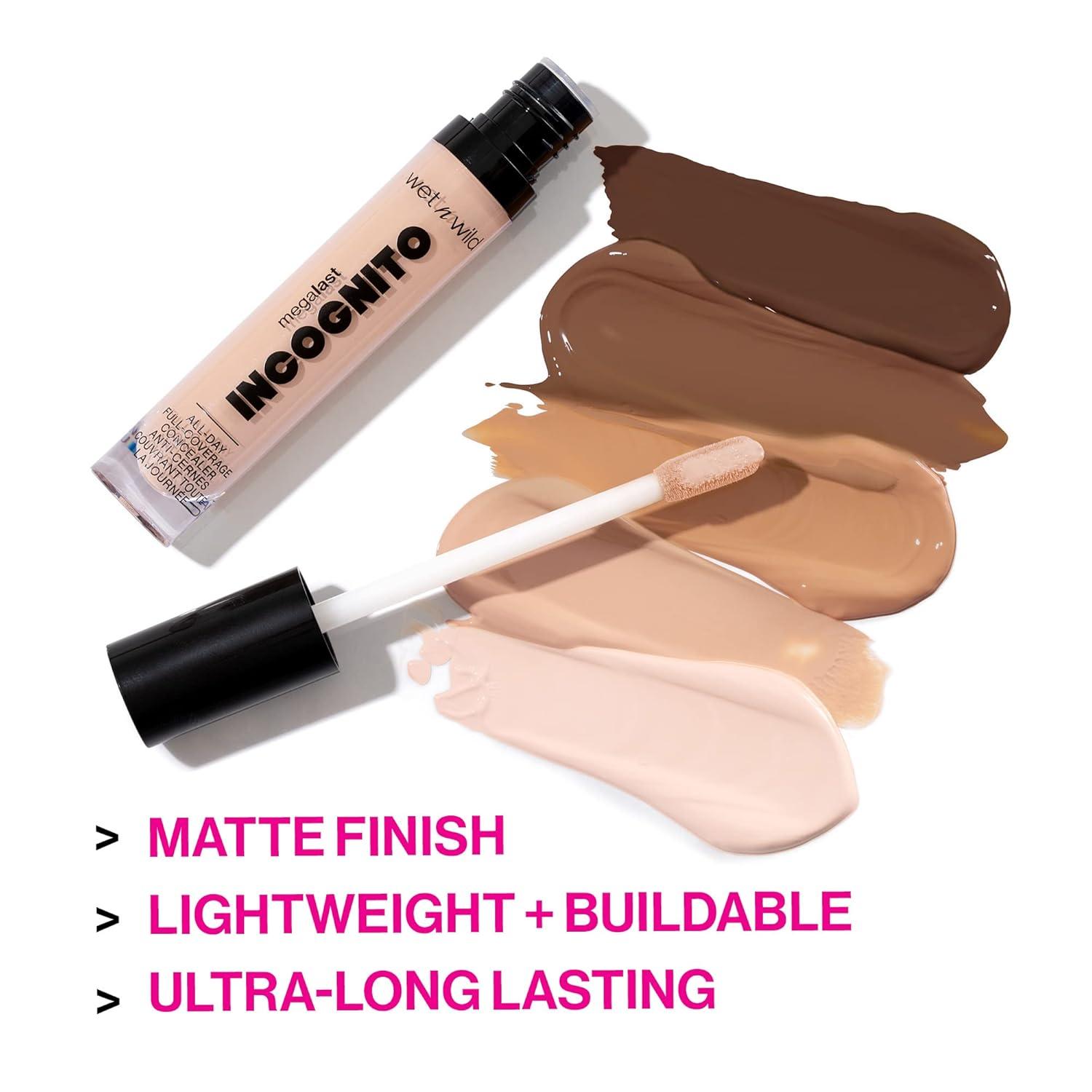wet n wild Mega Last Incognito All-Day Full Coverage Liquid Matte Concealer Deep Sand, (1114055) (Pack of 2)(Light Honey)