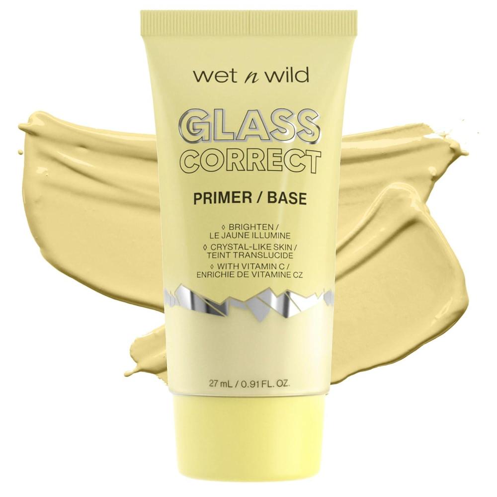 wet n wild Prime Focus Glass Skin Correct Primer Bright Crystal Finish, Green, 0.91 Fl Oz(Banana)
