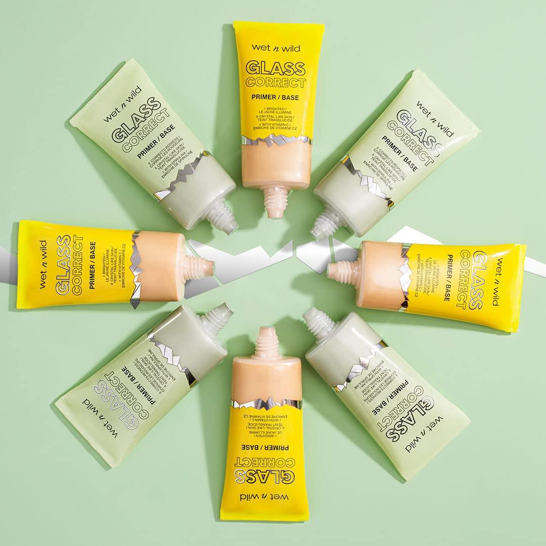wet n wild Prime Focus Glass Skin Correct Primer Bright Crystal Finish, Green, 0.91 Fl Oz(Banana)