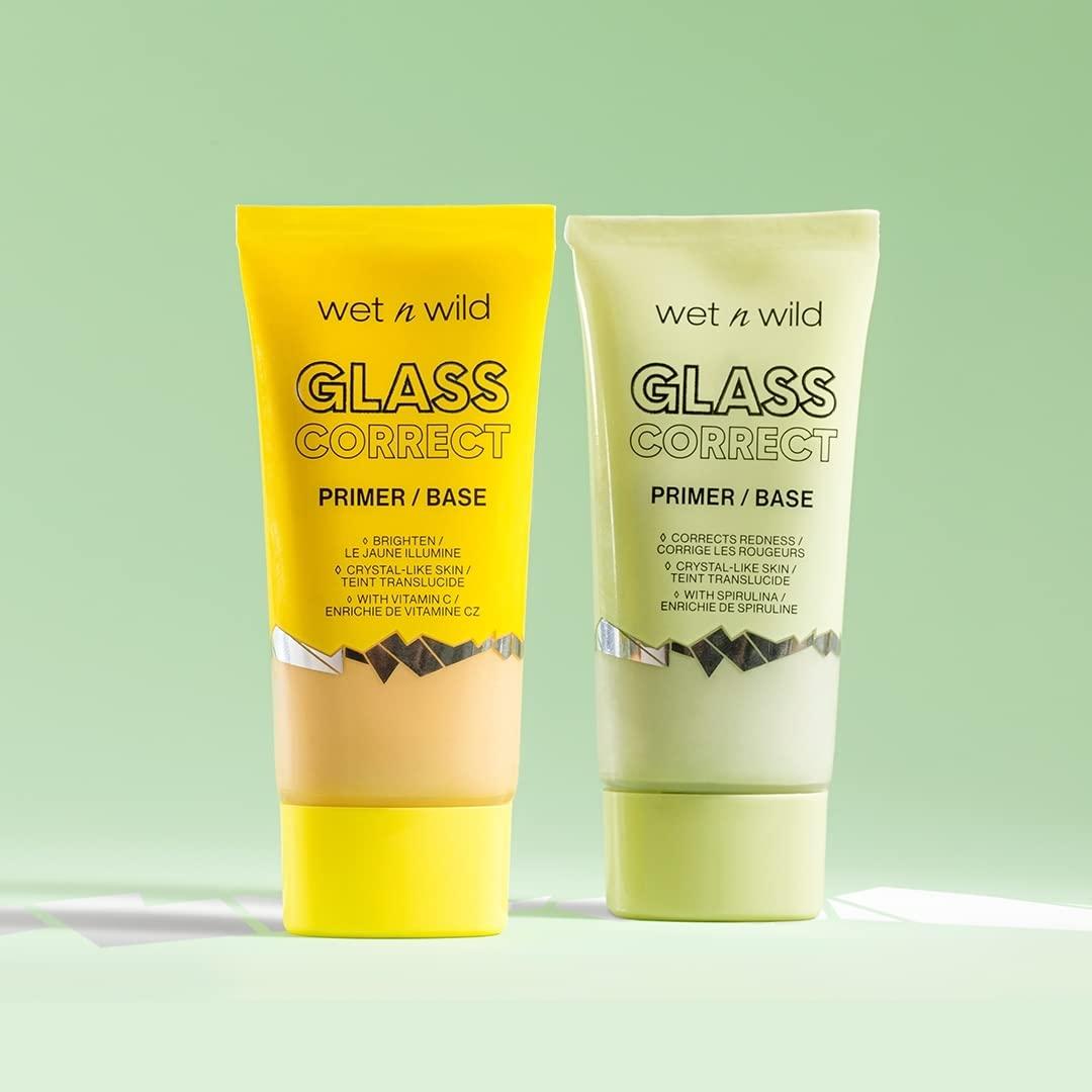 wet n wild Prime Focus Glass Skin Correct Primer Bright Crystal Finish, Green, 0.91 Fl Oz(Banana)