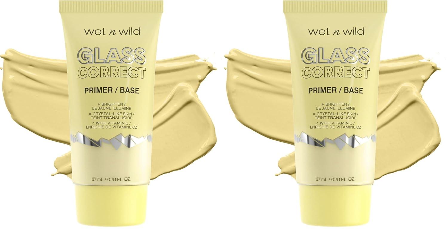 wet n wild Prime Focus Glass Skin Correct Primer Bright Crystal Finish, Green, 0.91 Fl Oz(Banana)
