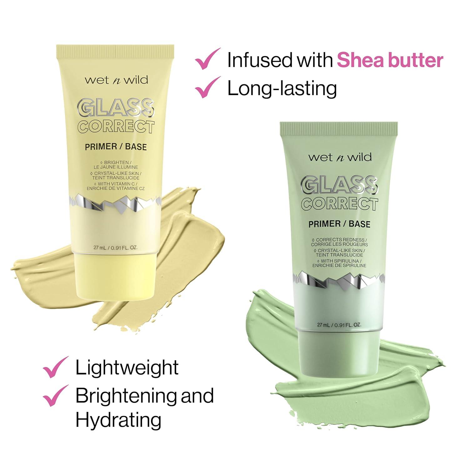 wet n wild Prime Focus Glass Skin Correct Primer Bright Crystal Finish, Green, 0.91 Fl Oz(Banana)