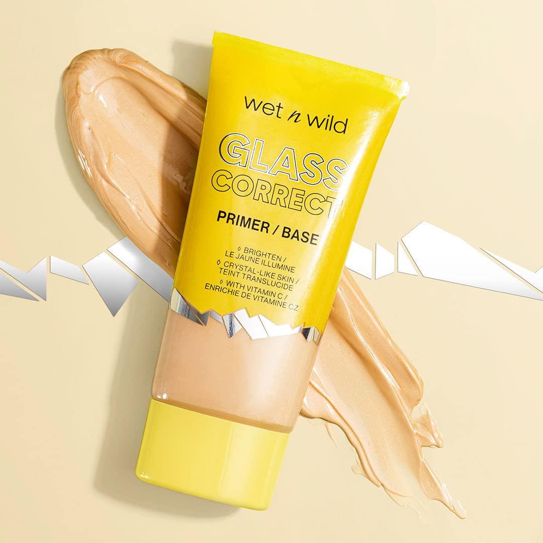 wet n wild Prime Focus Glass Skin Correct Primer Bright Crystal Finish, Green, 0.91 Fl Oz(Banana)