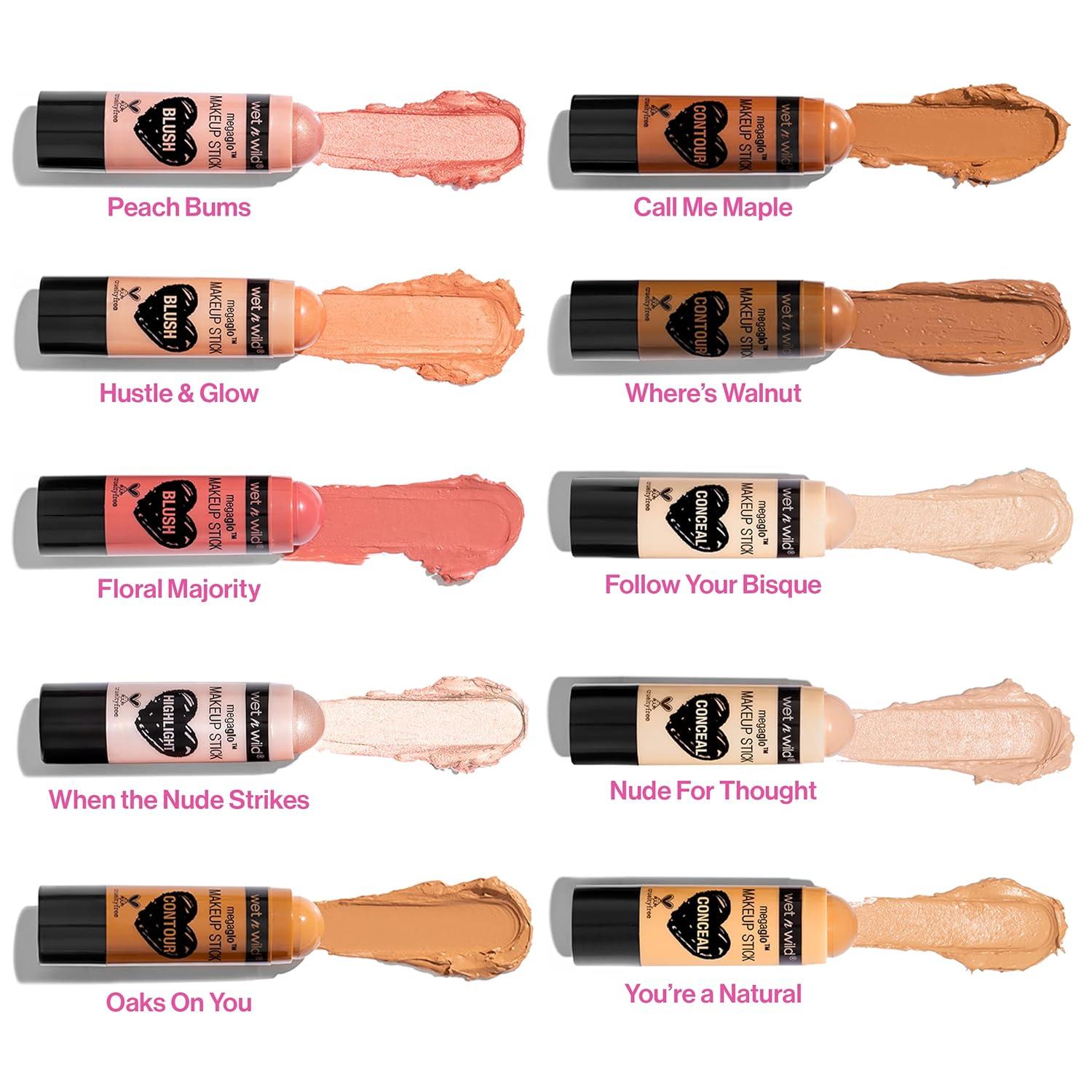 wet n wild MegaGlo Makeup Stick, Buildable Color, Versatile Use, Cruelty-Free & Vegan – Where’s Walnut(Follow Your Bisque)
