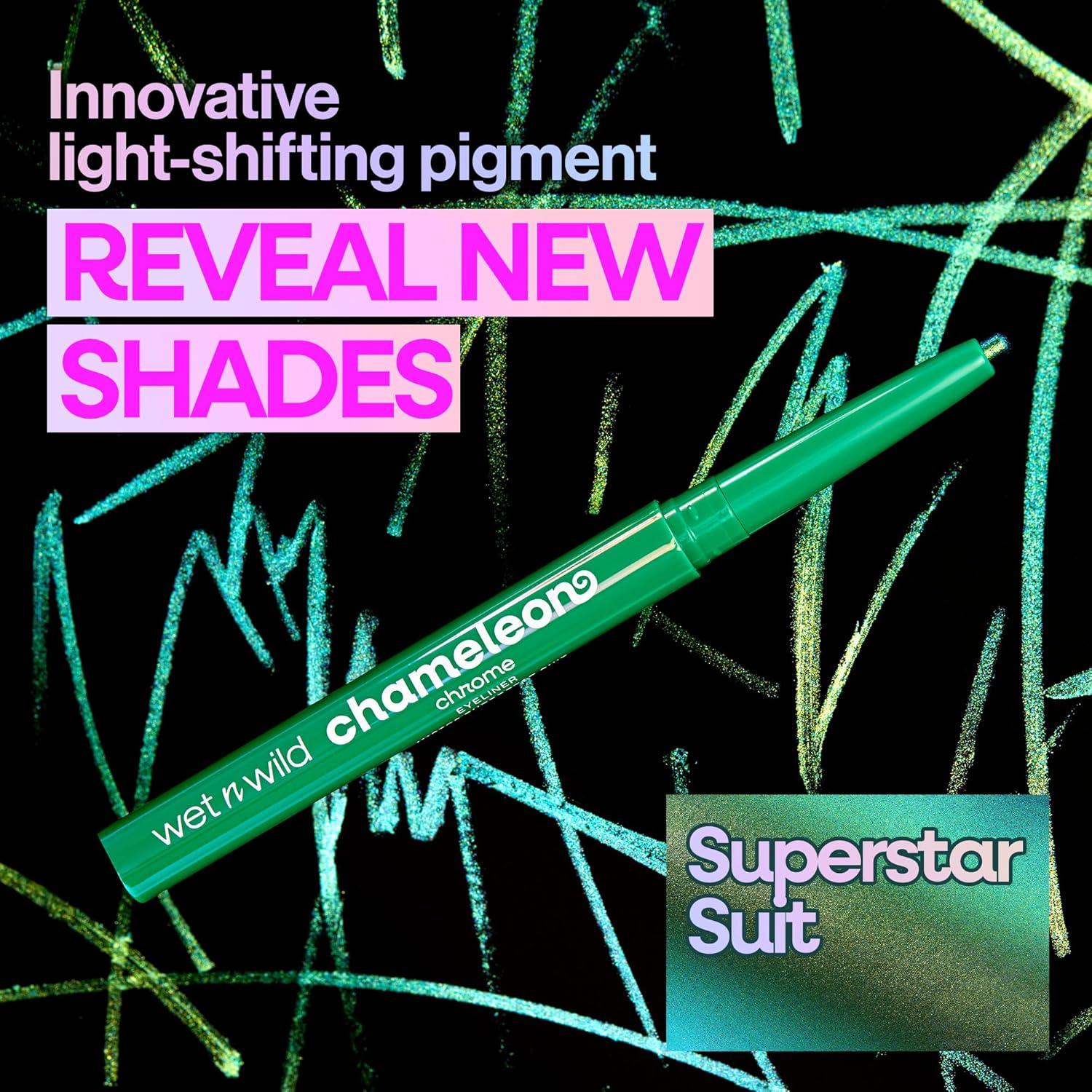 wet n wild Chameleon Chrome Eyeliner, Waterproof and Smudge-Proof, Multichrome Color Shift, Long-Lasting 18-Hour Wear, Cruelty-Free & Vegan – Planet Disco(Superstar Suit)