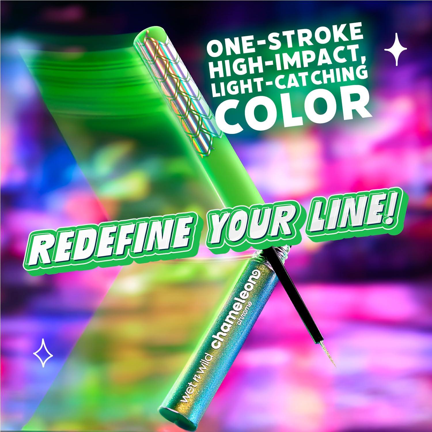 wet n wild Chameleon Chrome Eyeliner, Waterproof and Smudge-Proof, Multichrome Color Shift, Long-Lasting 18-Hour Wear, Cruelty-Free & Vegan – Planet Disco(Astro Pulse)