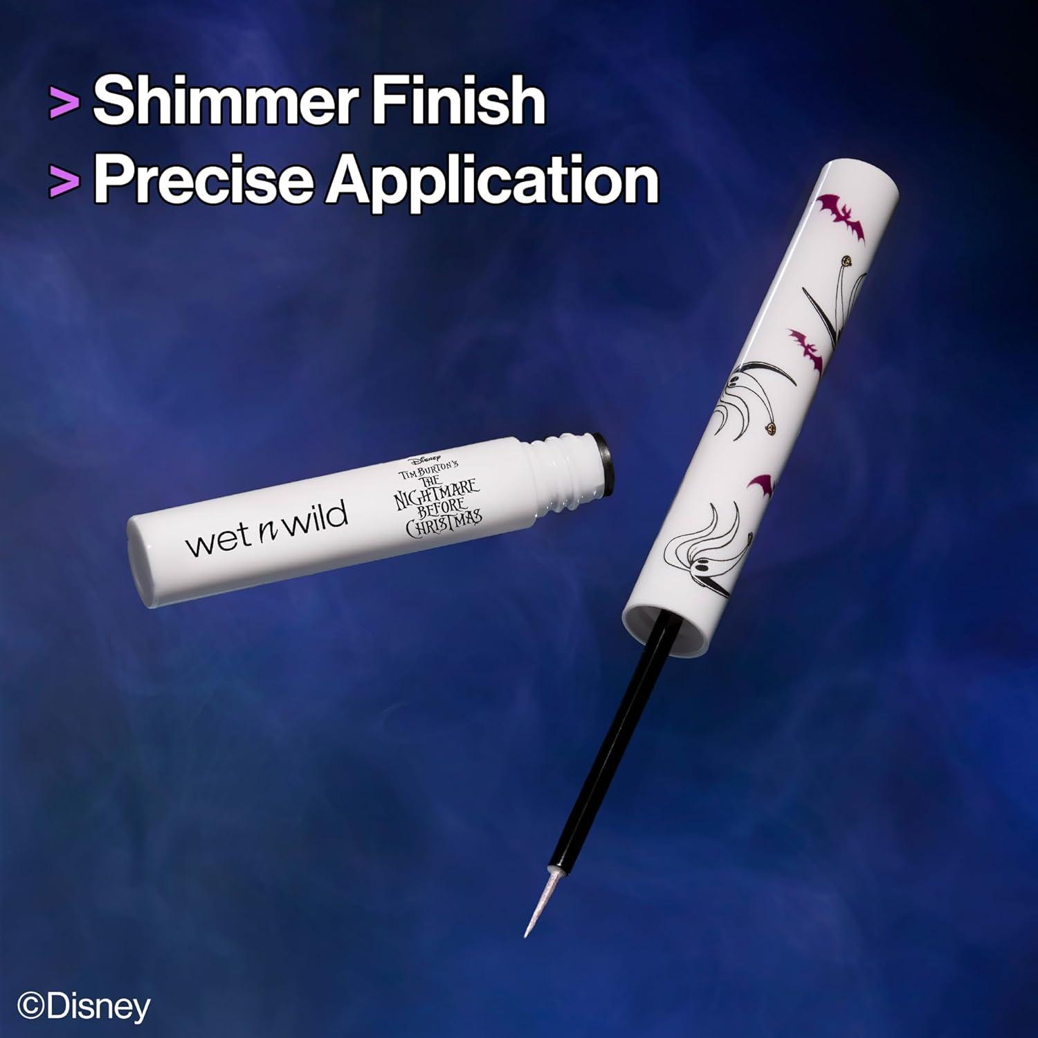 wet n wild Nightmare Before Christmas Liquid Eyeliner, Buildable Semi-Sheer Glitter Formula, Rich Pigmentation, Easy Precision Flexible Brush, Cruelty-Free – Zero to Hero