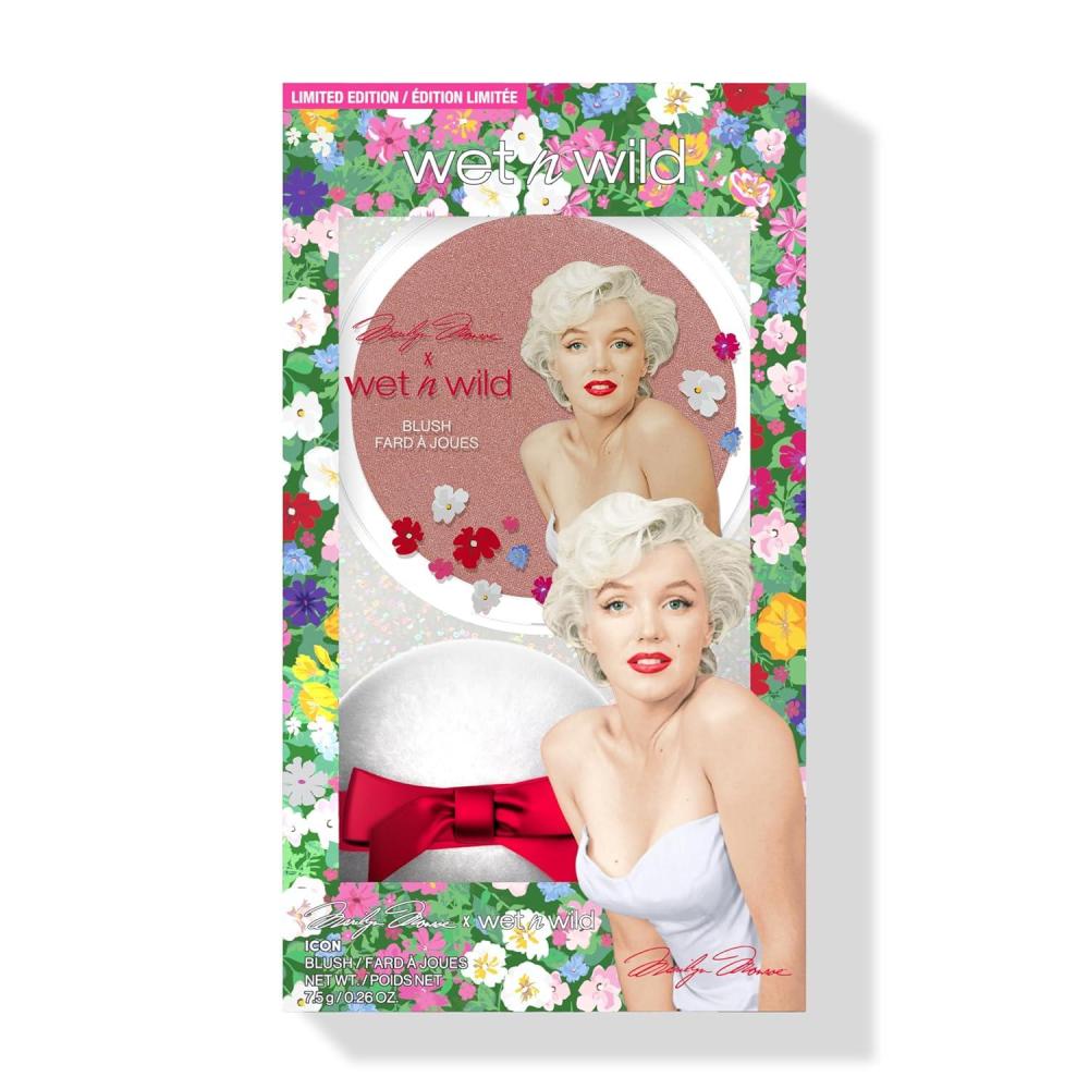 wet n wild Marilyn Monroe Collection Icon Blush – Velvety Pearlescent Powder Blush, Buildable & Blendable Formula Infused with Vitamin E, Includes Sponge Applicator, Cruelty-Free – Rose(Rose)