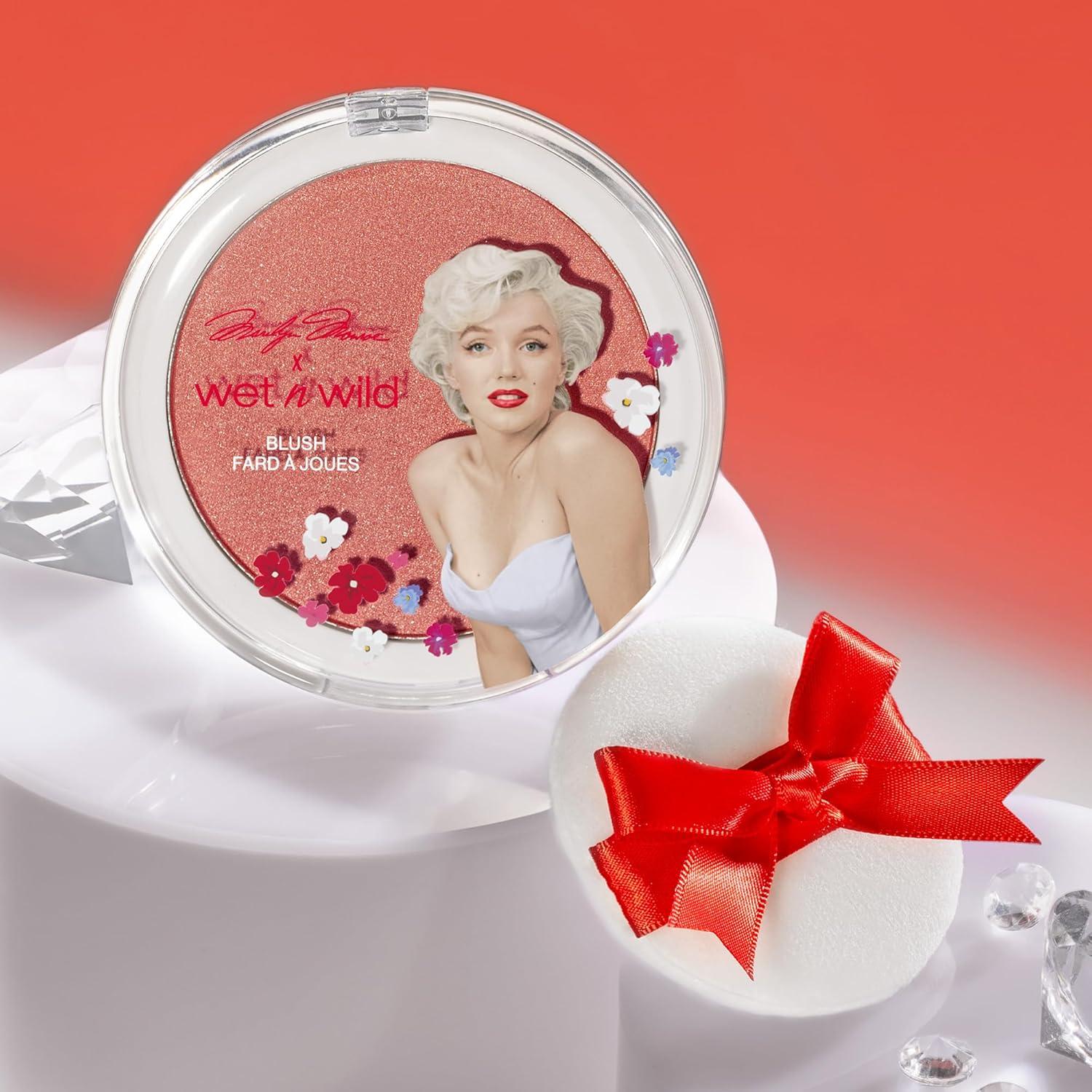 wet n wild Marilyn Monroe Collection Icon Blush – Velvety Pearlescent Powder Blush, Buildable & Blendable Formula Infused with Vitamin E, Includes Sponge Applicator, Cruelty-Free – Rose(Rose)