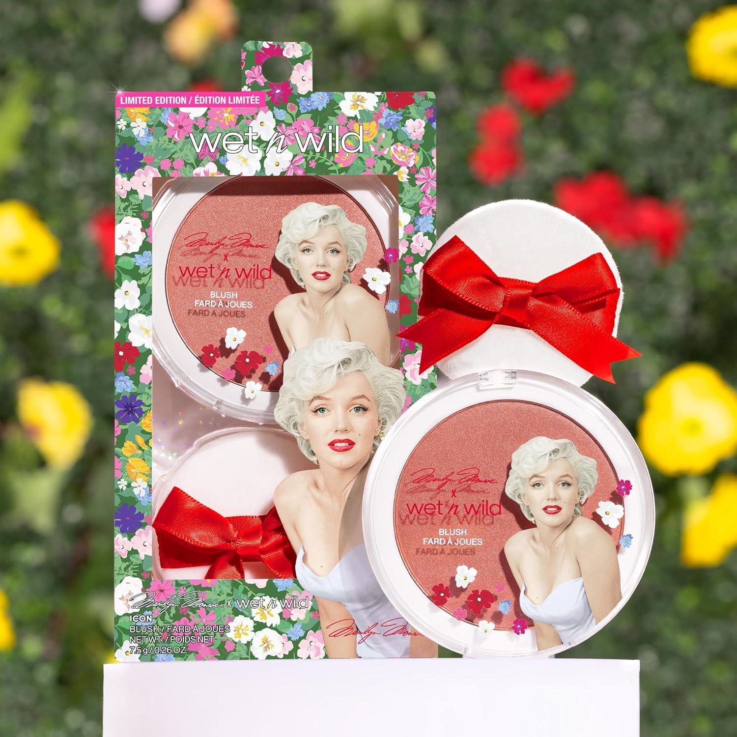 wet n wild Marilyn Monroe Collection Icon Blush – Velvety Pearlescent Powder Blush, Buildable & Blendable Formula Infused with Vitamin E, Includes Sponge Applicator, Cruelty-Free – Rose(Rose)