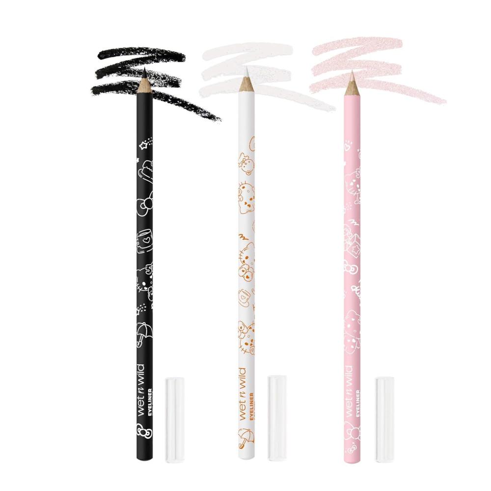 wet n wild Hello Kitty 3-Piece Eyeliner Pencil Set, Multi-Functional Smooth Creamy Versatile Application, Long-Wearing Finish, Cruelty-Free & Vegan