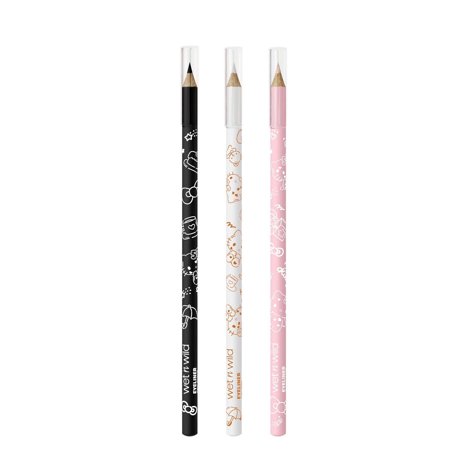 wet n wild Hello Kitty 3-Piece Eyeliner Pencil Set, Multi-Functional Smooth Creamy Versatile Application, Long-Wearing Finish, Cruelty-Free & Vegan