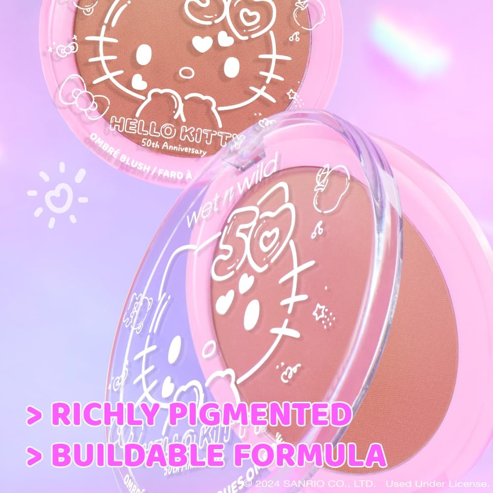 wet n wild Hello Kitty Ombre Blush, Buildable, Blendable Customizable Color, New Gradient Formula, Cruelty-Free & Vegan – Cotton Candy(Mellow Cloud)