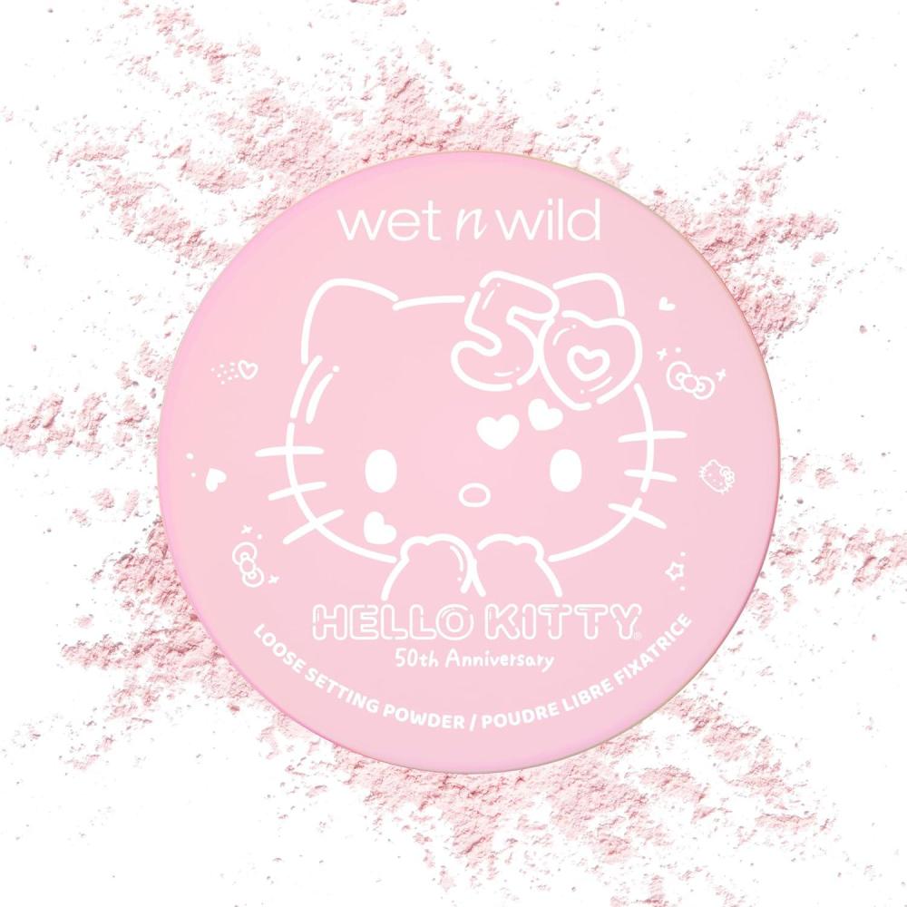 wet n wild Hello Kitty Loose Setting Powder, Ultra-Fine for Shine Control, Brightening & Revitalization, Soft-Sheer Pink Shade, Cruelty-Free & Vegan