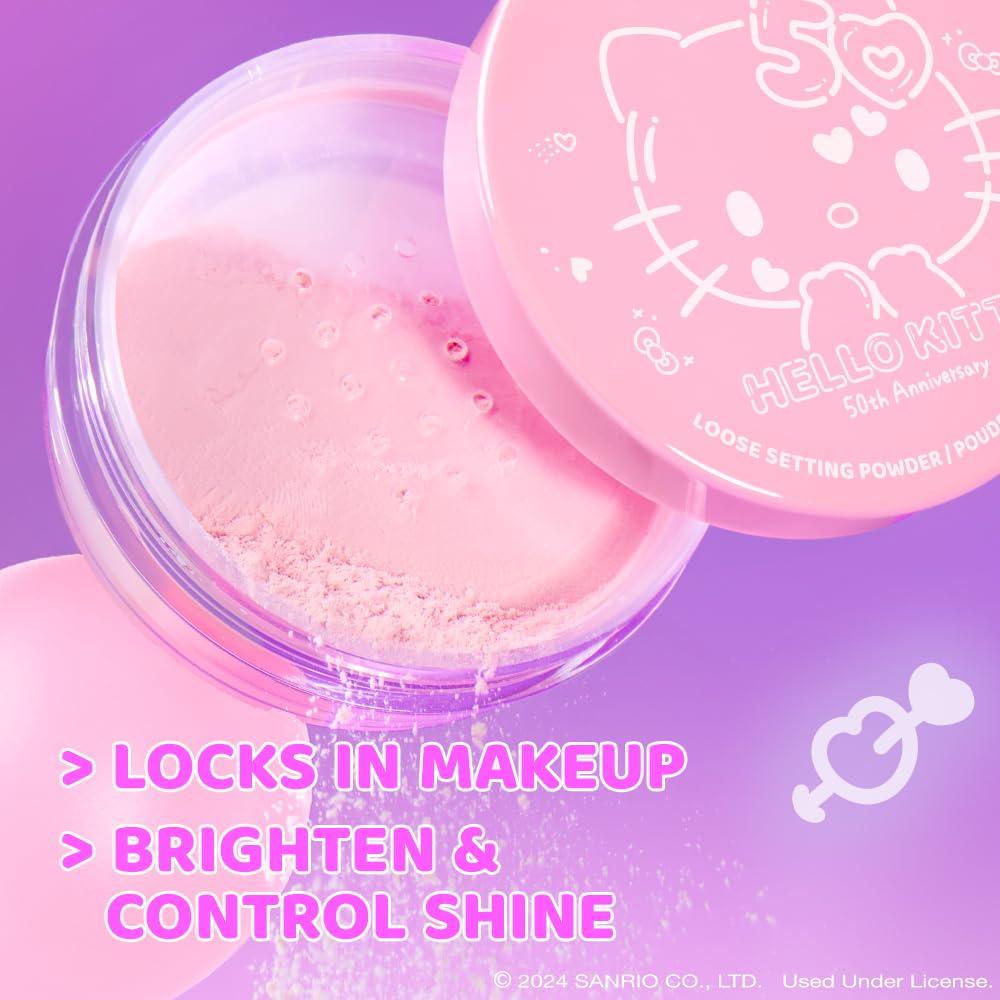 wet n wild Hello Kitty Loose Setting Powder, Ultra-Fine for Shine Control, Brightening & Revitalization, Soft-Sheer Pink Shade, Cruelty-Free & Vegan
