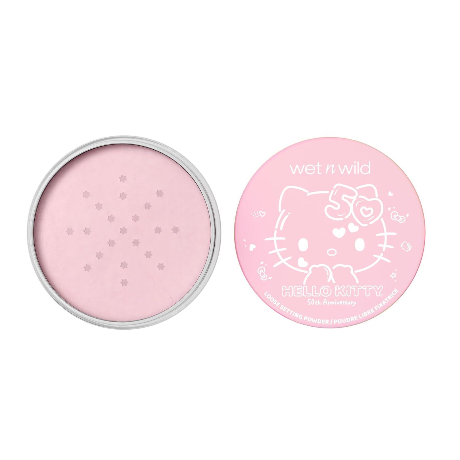 wet n wild Hello Kitty Loose Setting Powder, Ultra-Fine for Shine Control, Brightening & Revitalization, Soft-Sheer Pink Shade, Cruelty-Free & Vegan