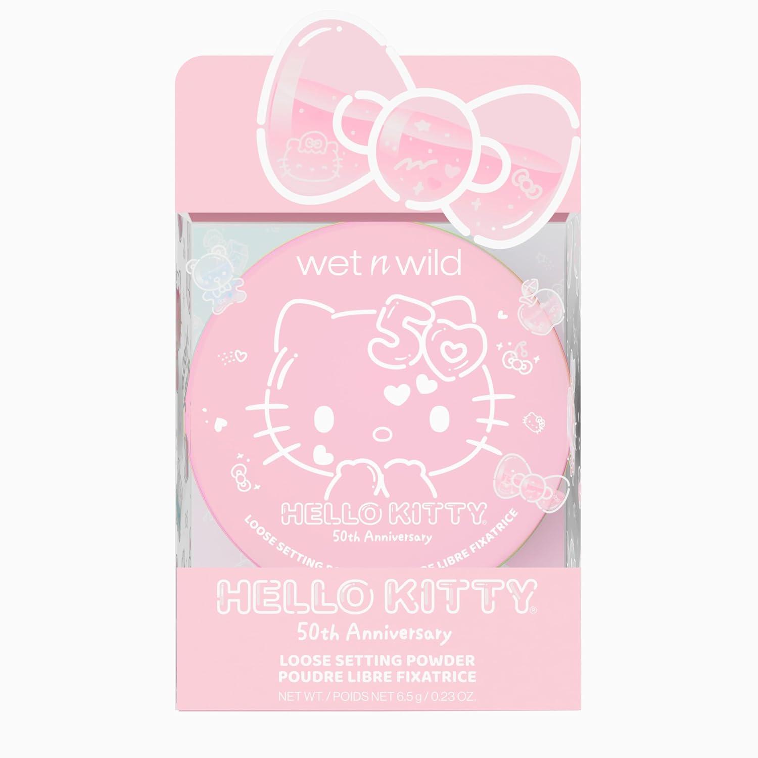 wet n wild Hello Kitty Loose Setting Powder, Ultra-Fine for Shine Control, Brightening & Revitalization, Soft-Sheer Pink Shade, Cruelty-Free & Vegan