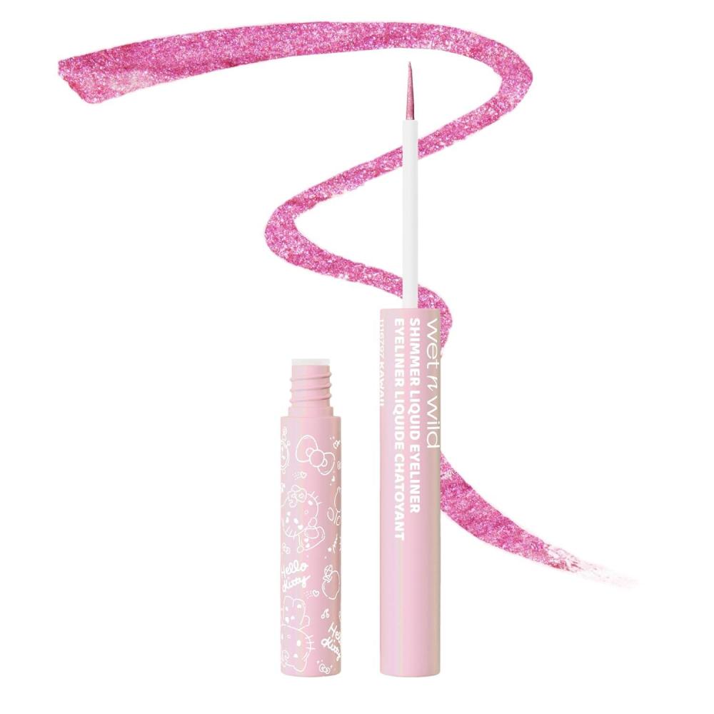 wet n wild Hello Kitty Shimmer Liquid Eyeliner, Richly Pigmented Iridescent Pearl Particles, Smooth & Easy Brush Application, Cruelty-Free & Vegan – Kawaii