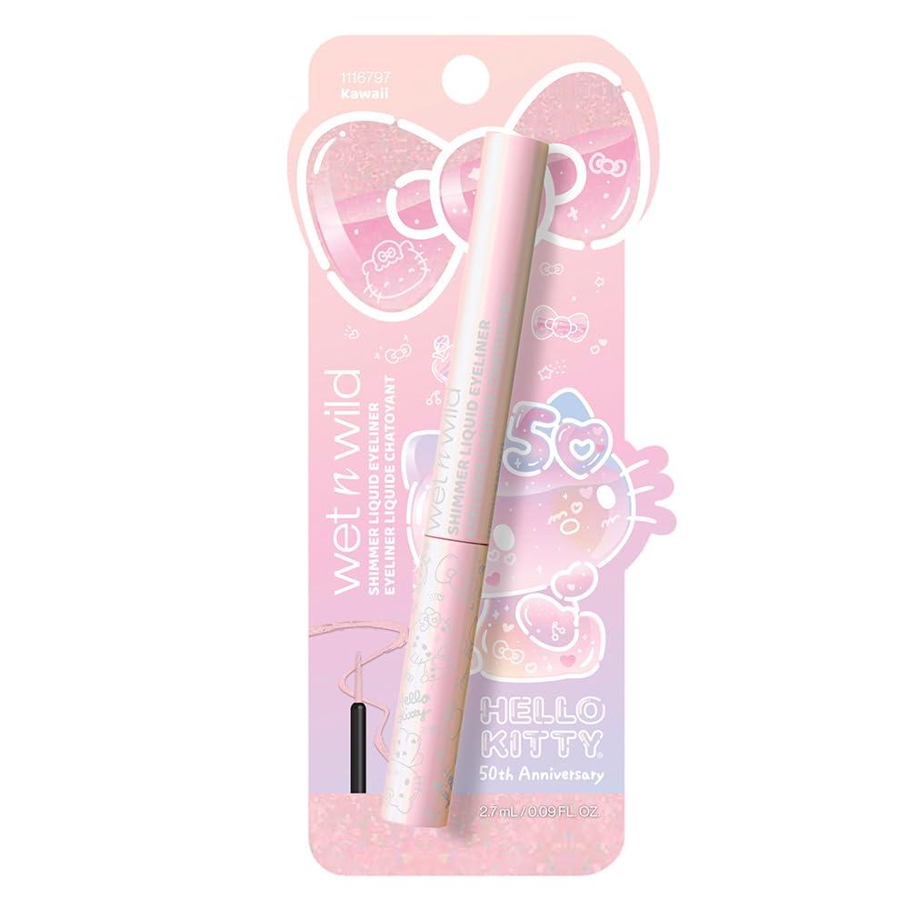 wet n wild Hello Kitty Shimmer Liquid Eyeliner, Richly Pigmented Iridescent Pearl Particles, Smooth & Easy Brush Application, Cruelty-Free & Vegan – Kawaii