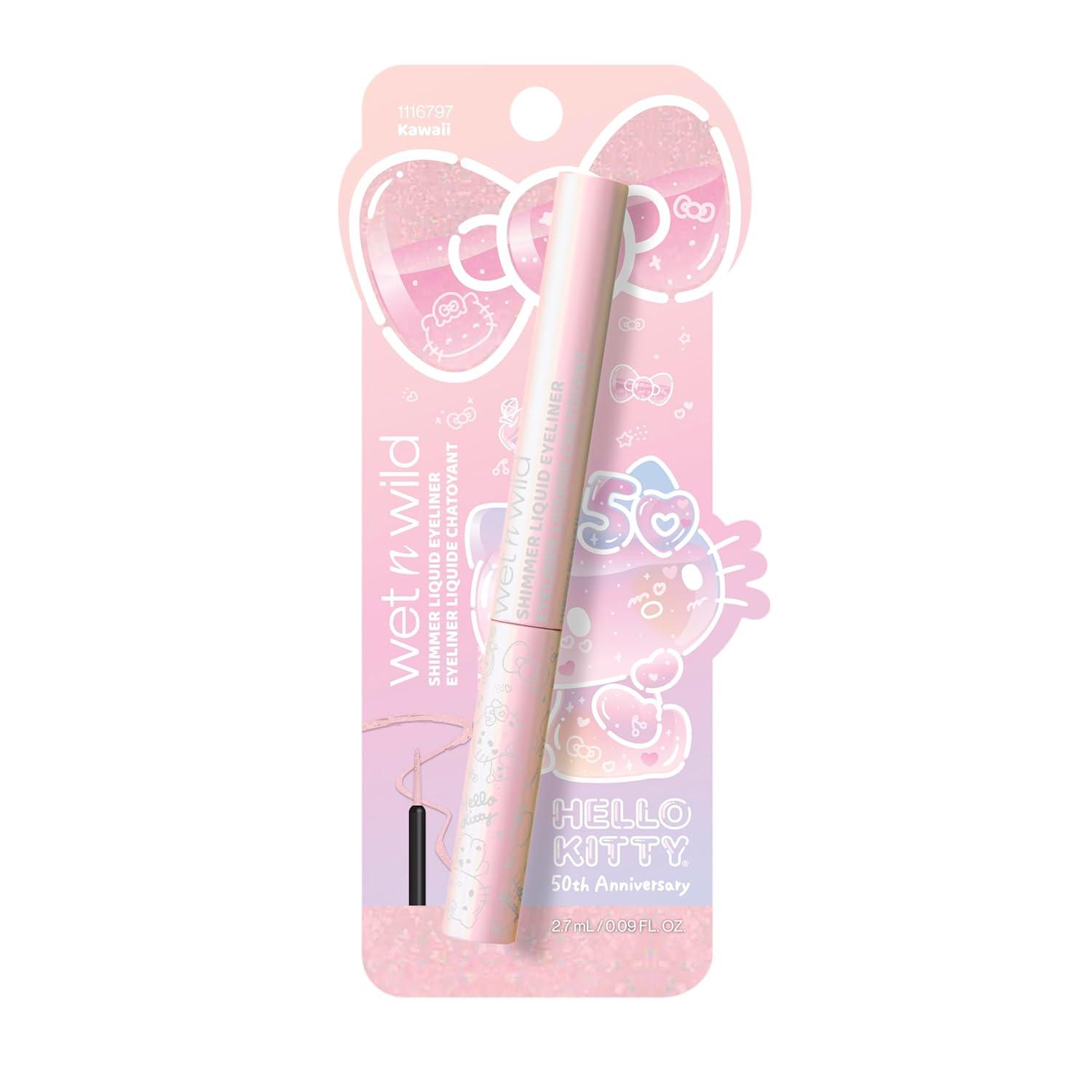 wet n wild Hello Kitty Shimmer Liquid Eyeliner, Richly Pigmented Iridescent Pearl Particles, Smooth & Easy Brush Application, Cruelty-Free & Vegan – Kawaii