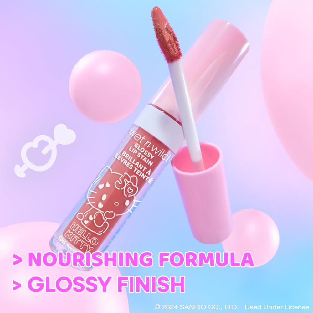 wet n wild Hello Kitty Glossy Lip Stain, Warm Apple Pie Lightly Scented, Nourishing New Glossy Finish Formula, Cruelty-Free & Vegan – So Dreamy(So Dreamy)