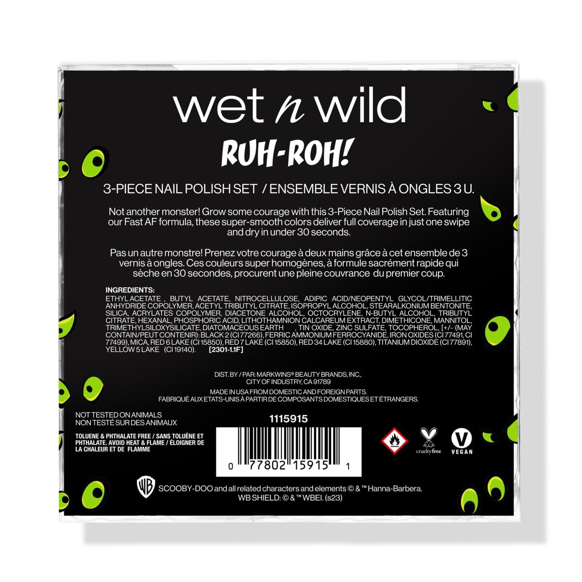 wet n wild Scooby Doo Collection RUH-ROH  3-Piece Nail Polish Set