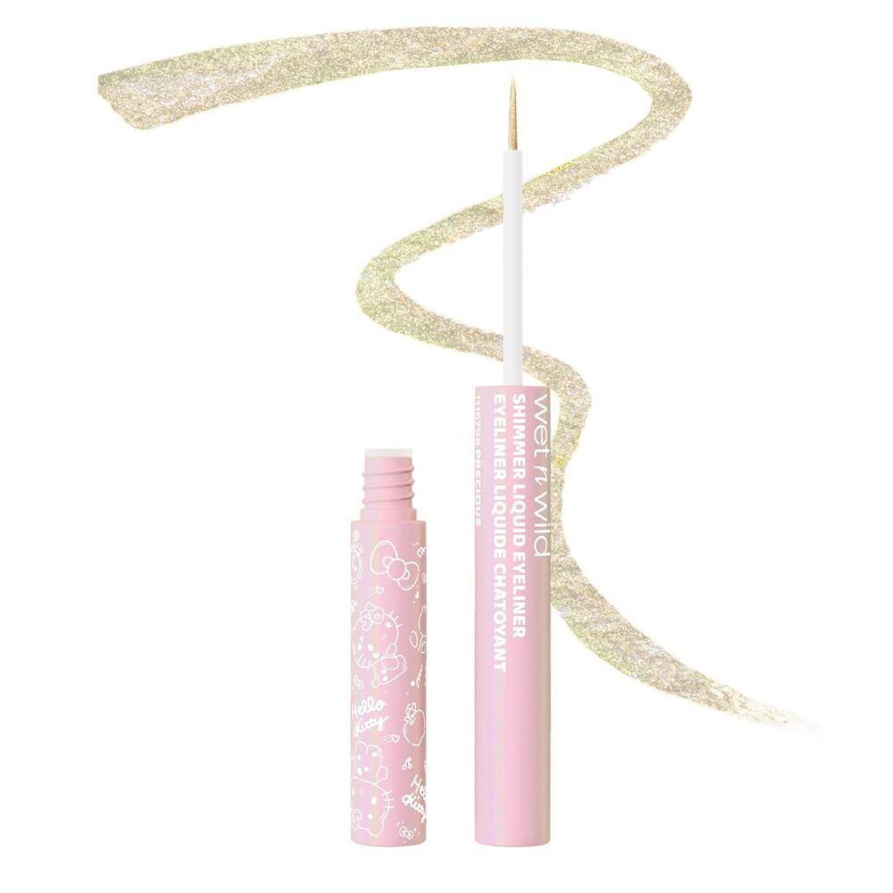 wet n wild Hello Kitty Shimmer Liquid Eyeliner, Richly Pigmented Iridescent Pearl Particles, Smooth & Easy Brush Application, Cruelty-Free & Vegan – Precious