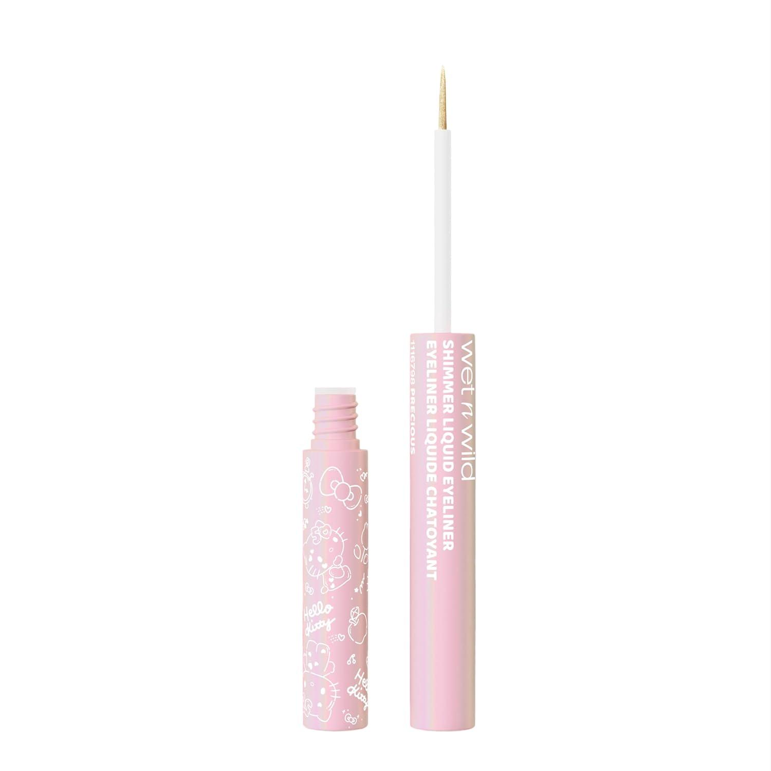 wet n wild Hello Kitty Shimmer Liquid Eyeliner, Richly Pigmented Iridescent Pearl Particles, Smooth & Easy Brush Application, Cruelty-Free & Vegan – Precious