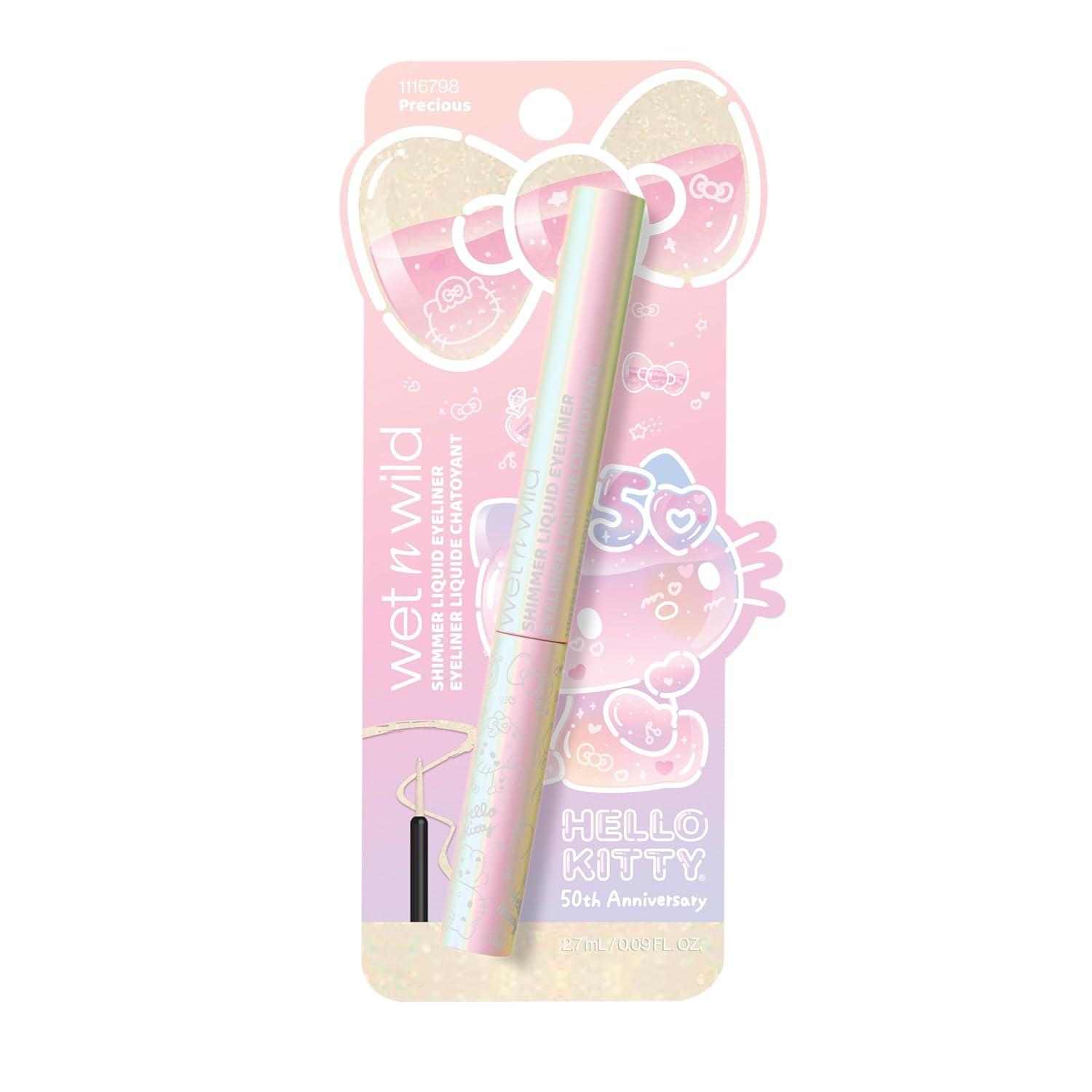 wet n wild Hello Kitty Shimmer Liquid Eyeliner, Richly Pigmented Iridescent Pearl Particles, Smooth & Easy Brush Application, Cruelty-Free & Vegan – Precious