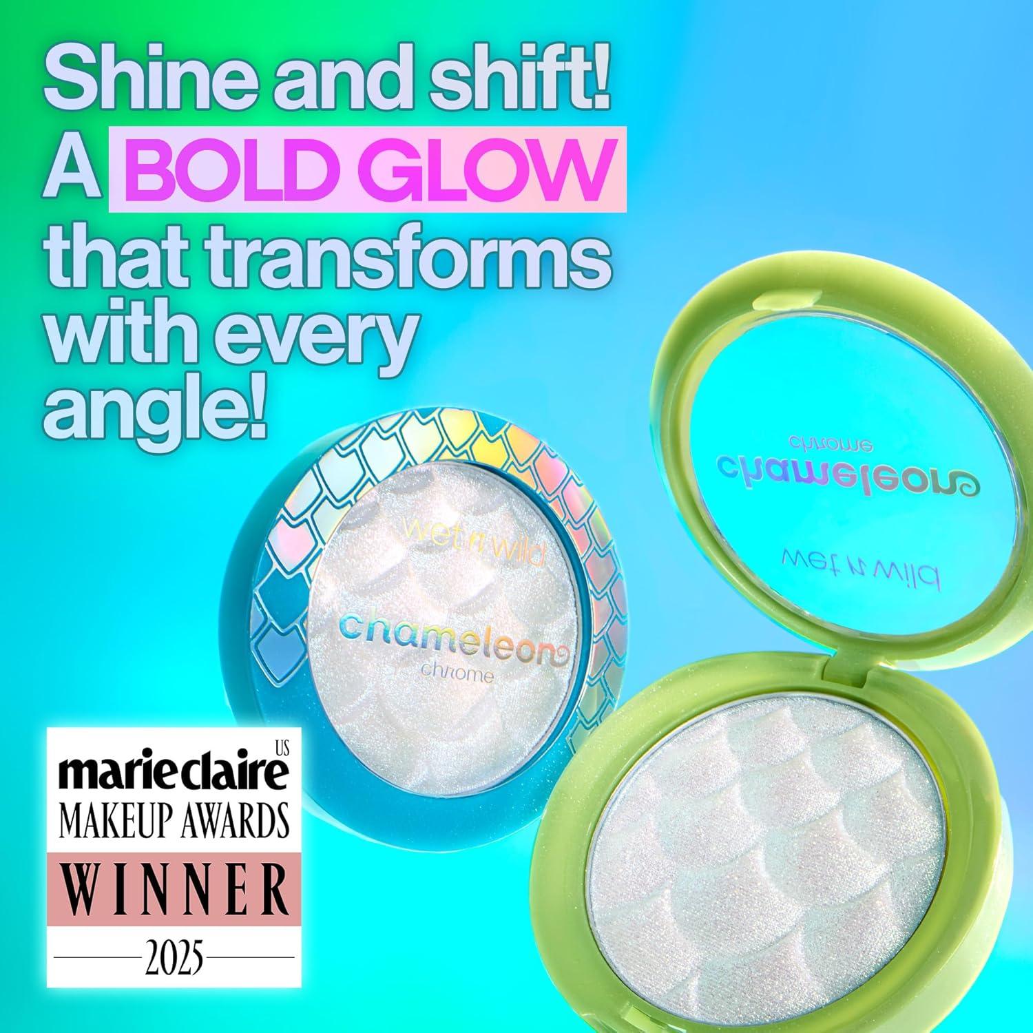 wet n wild Chameleon Chrome Highlighter, Dynamic Color Shift, Liquid-to-Baked Texture, Customizable Luminous Radiance, Cruelty-Free – Venus Swing(Too Sirius)