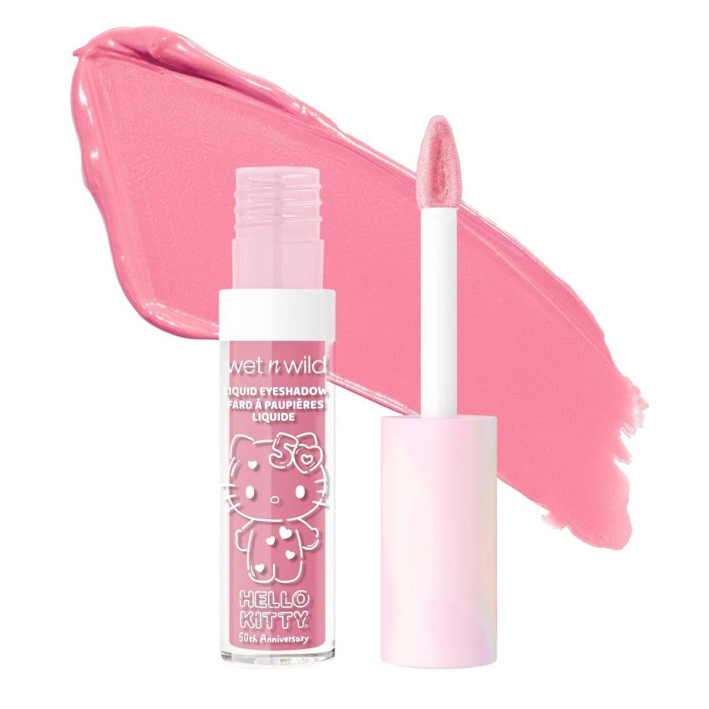 wet n wild Hello Kitty Liquid Eyeshadow, Smooth, Blendable, Shimmery Matte Bubblegum Pink Shade, Cruelty-Free & Vegan – Cheers (Bubbly)