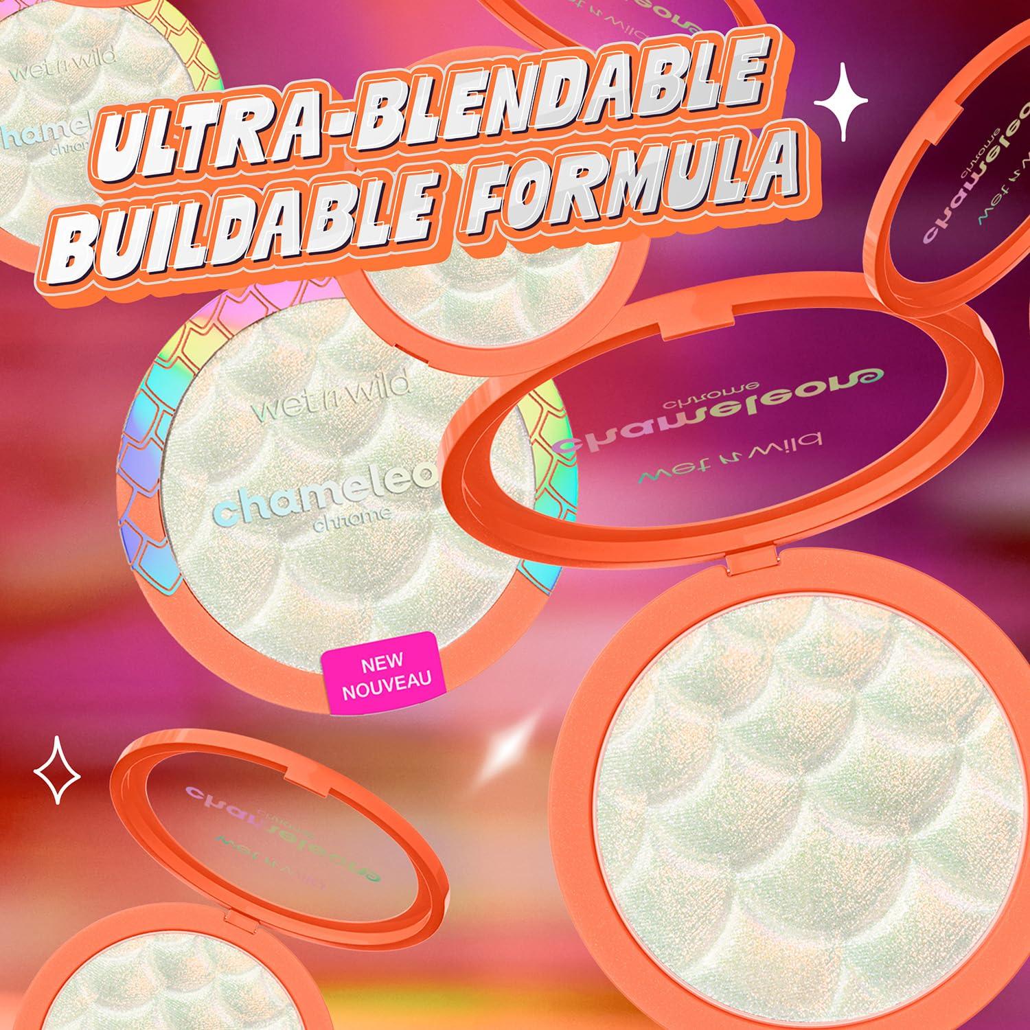 wet n wild Chameleon Chrome Highlighter, Dynamic Color Shift, Liquid-to-Baked Texture, Customizable Luminous Radiance, Cruelty-Free – Venus Swing(Solar Ember)
