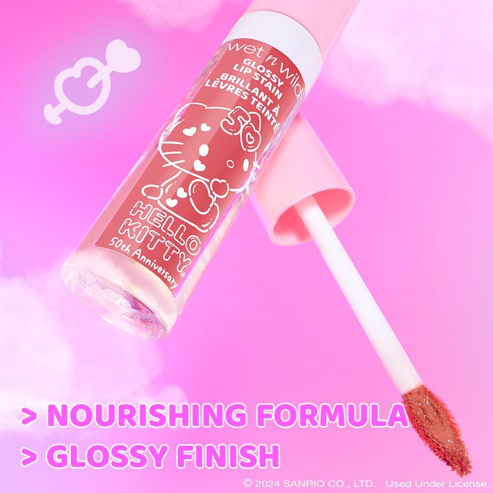 wet n wild Hello Kitty Glossy Lip Stain, Warm Apple Pie Lightly Scented, Nourishing New Glossy Finish Formula, Cruelty-Free & Vegan – So Dreamy(So Sweet)