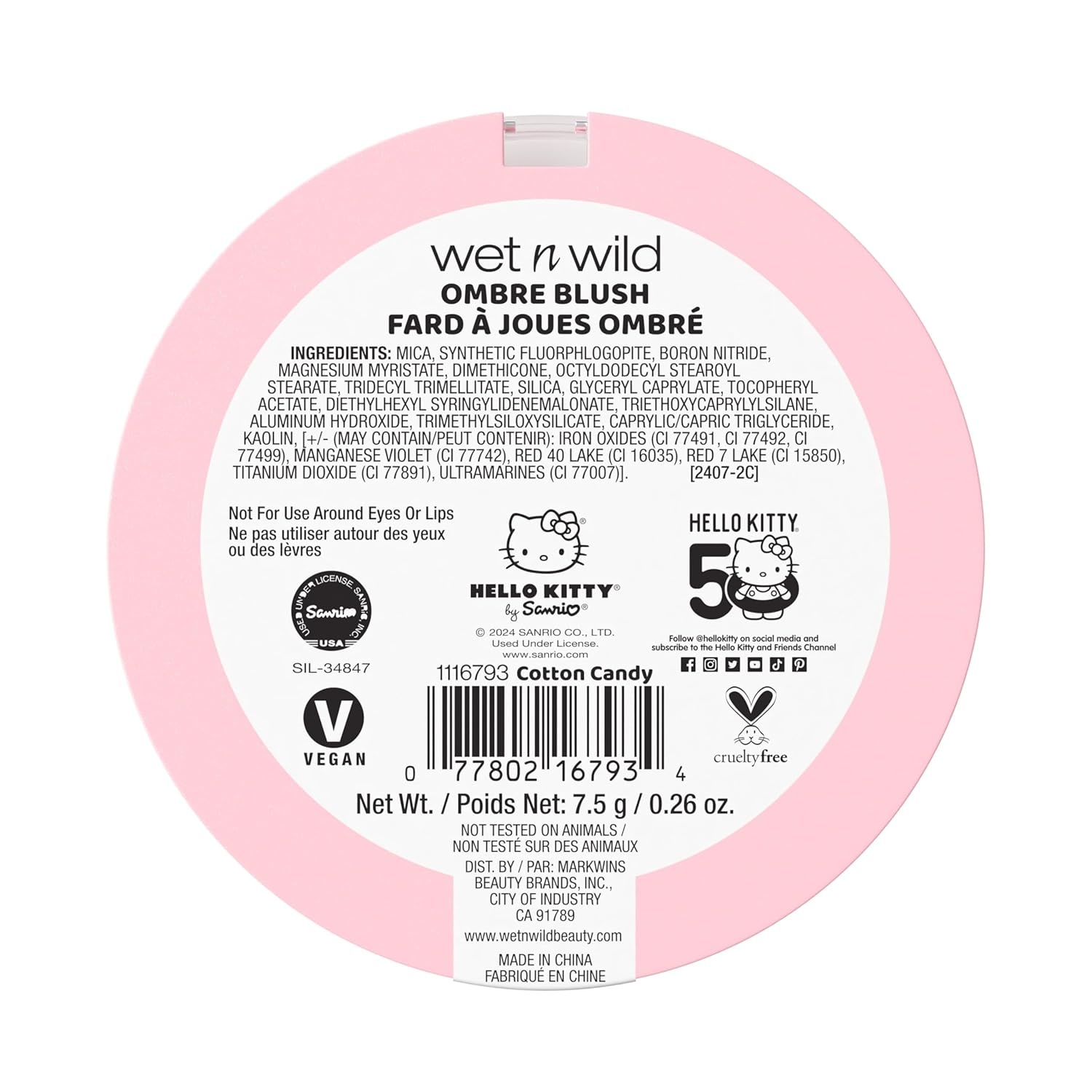 wet n wild Hello Kitty Ombre Blush, Buildable, Blendable Customizable Color, New Gradient Formula, Cruelty-Free & Vegan – Cotton Candy(Cotton Candy)
