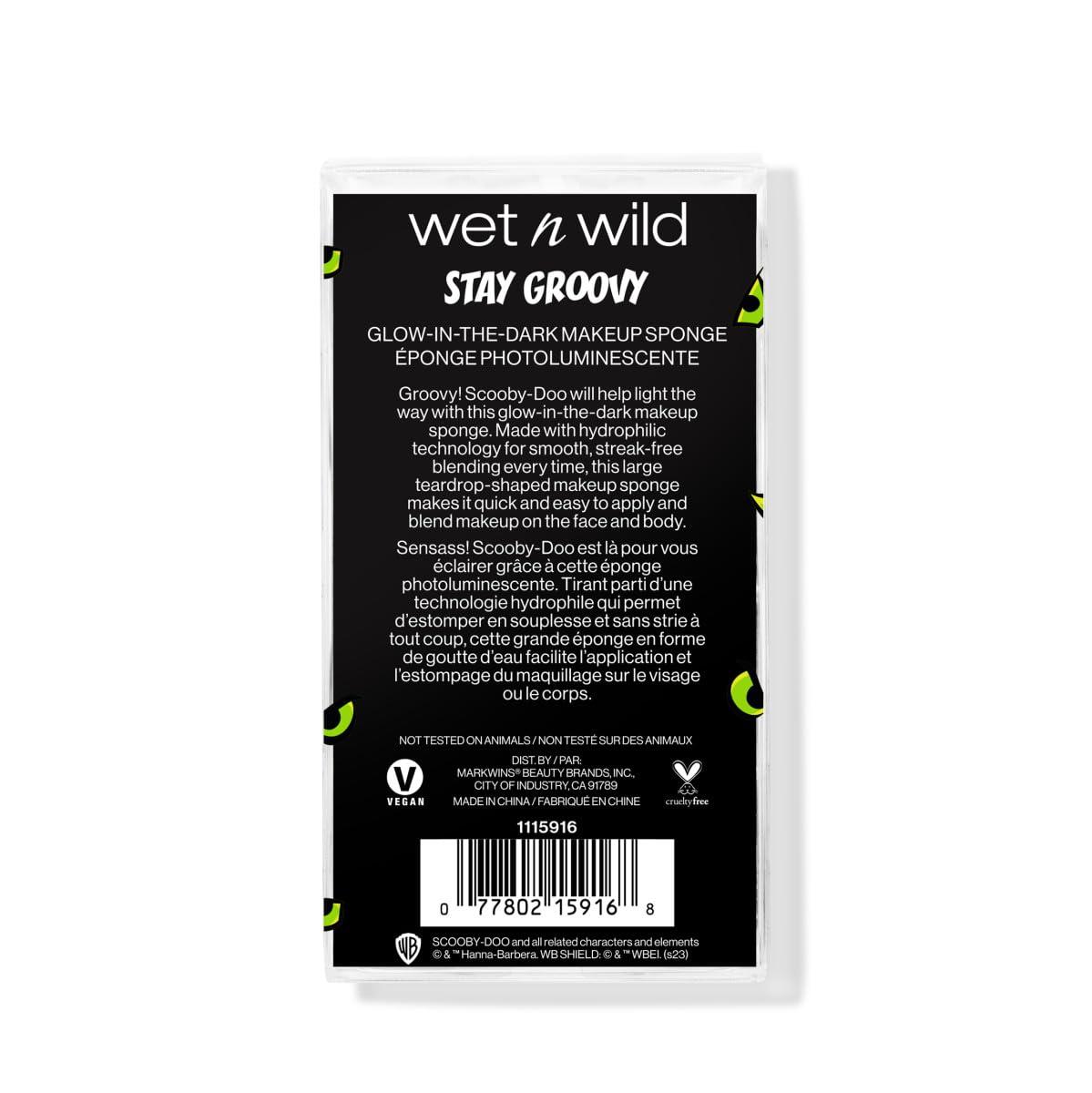 wet n wild Scooby-Doo Glow-in-the-Dark Makeup Sponge, Teardrop Shape for Seamless, Full Coverage, Cruelty-Free & Vegan – Stay Groovy(Stay Groovy)