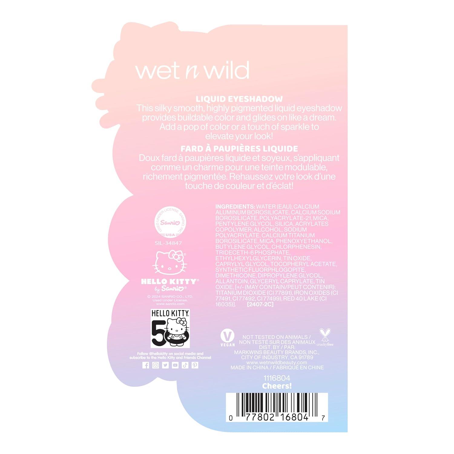 wet n wild Hello Kitty Liquid Eyeshadow, Smooth, Blendable, Shimmery Matte Bubblegum Pink Shade, Cruelty-Free & Vegan – Cheers (Cheers )
