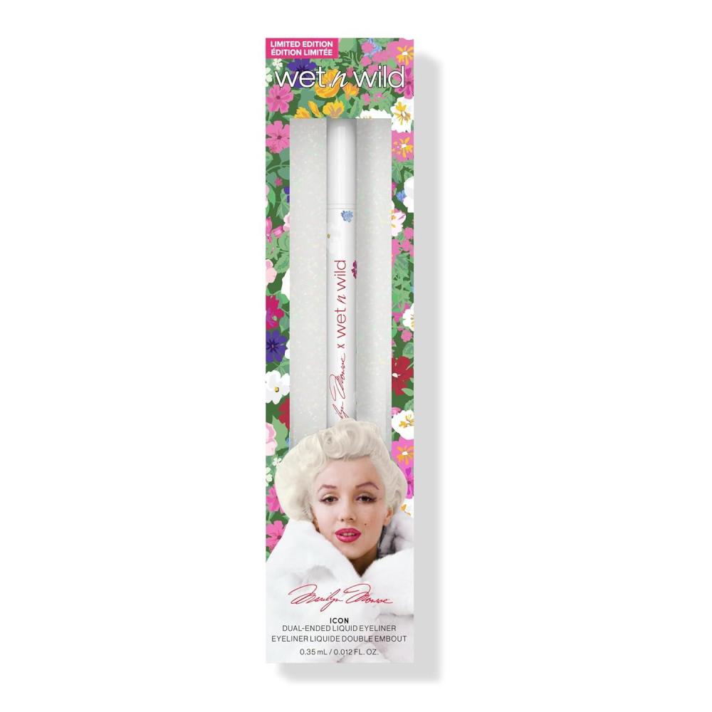 wet n wild Marilyn Monroe Collection Icon Dual-Ended Liquid Eyeliner, Intense Black Pigment with Precision Brush & Bold Felt Tips, Glossy Finish, Smudge-Resistant, Cruelty-Free