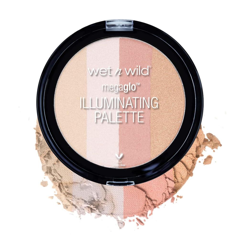 wet n wild MegaGlo Illuminating Blush Makeup Powder Palette, Catwalk Pink, Highlighter Face Make Up(0.41 Ounce (Pack of 1))