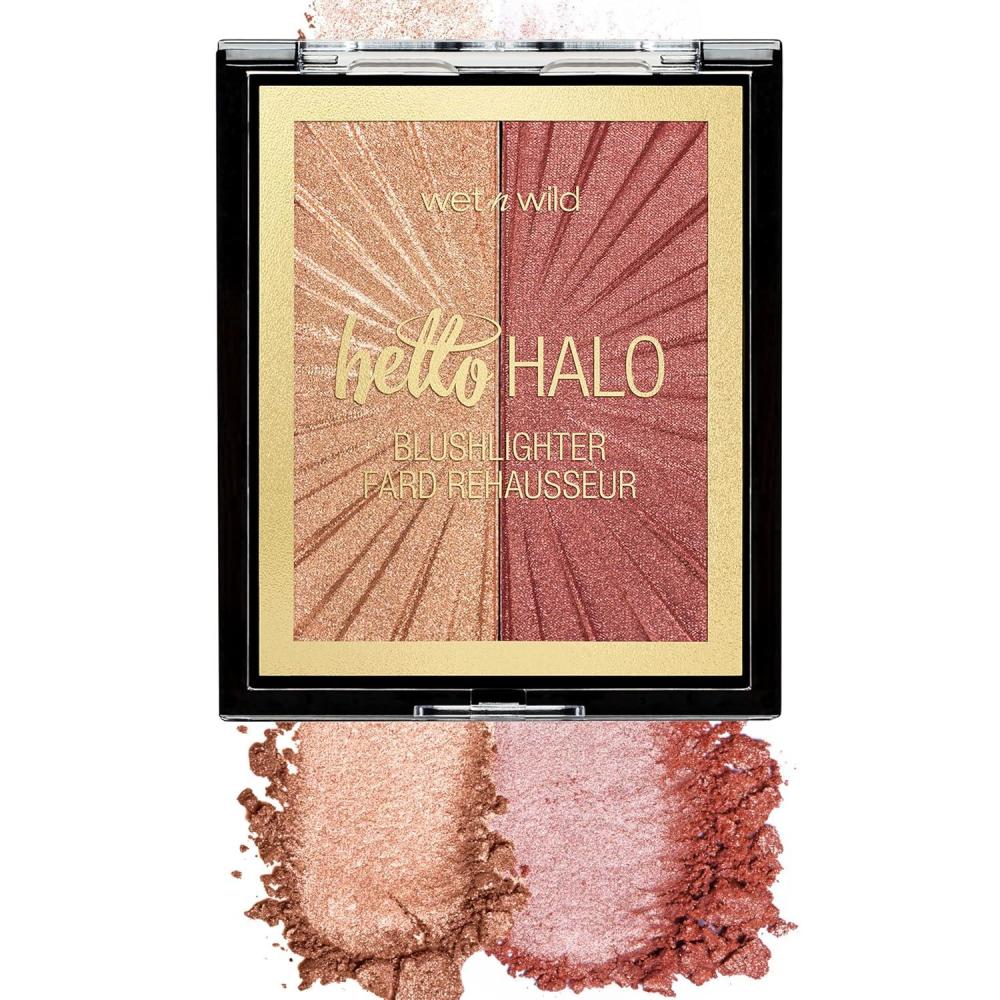 Wet n Wild MegaGlo Blushlighter, Blendable Blush & Highlighter Set, Shimmery Metallic Finish, Highlight Bling(3- Flash Me)