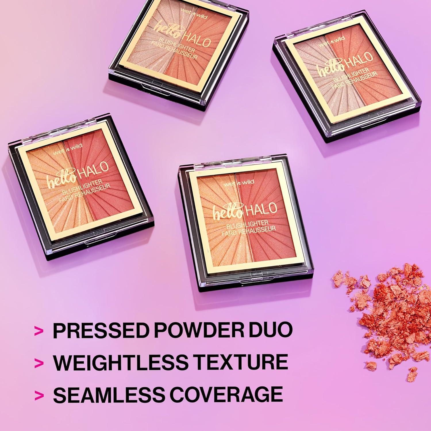 Wet n Wild MegaGlo Blushlighter, Blendable Blush & Highlighter Set, Shimmery Metallic Finish, Highlight Bling(3- Flash Me)